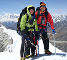 Nikki & Chris on Island Peak summit. photo by Lila